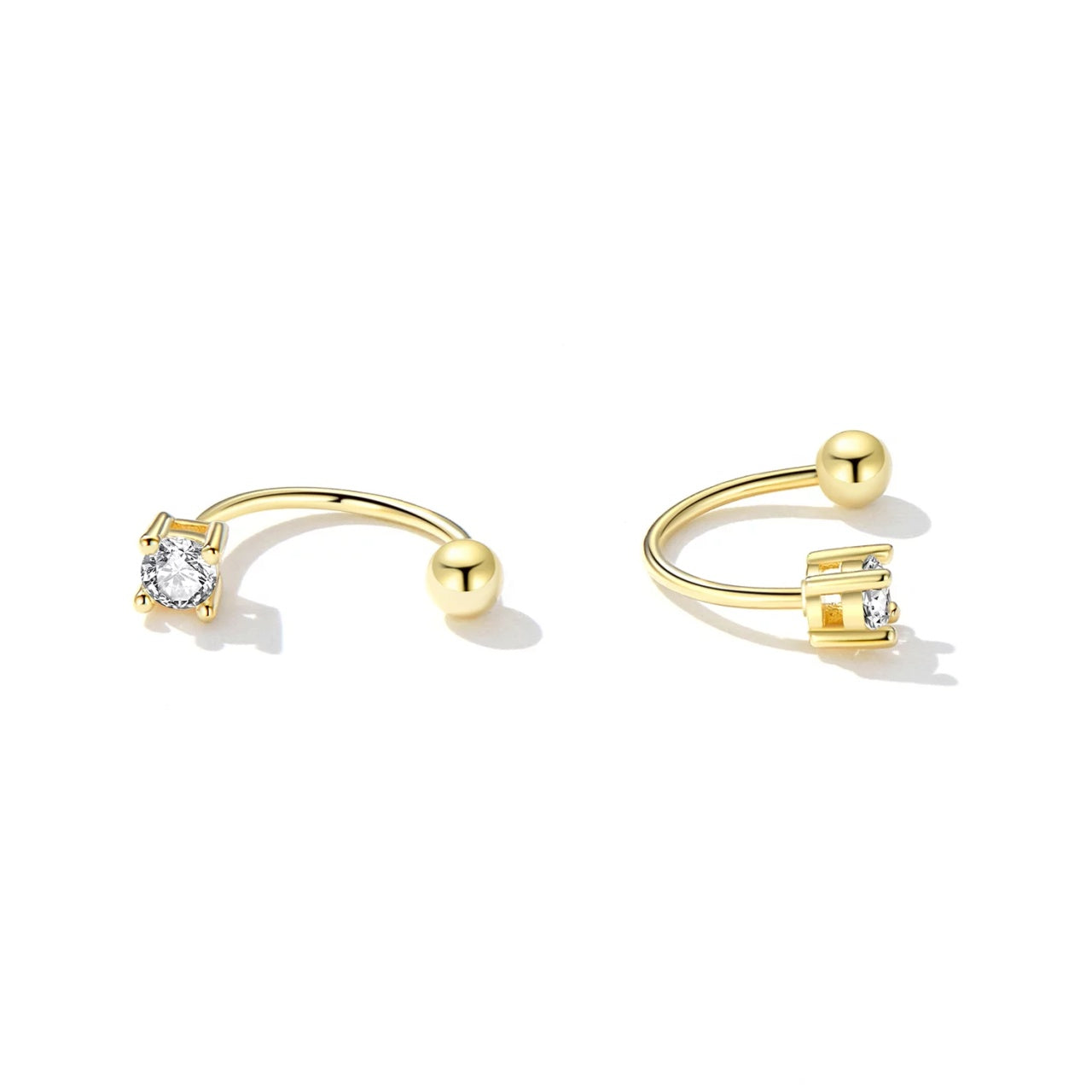 Cercei din argint Golden Crystal Balls, Argint 925, Pentru Femei