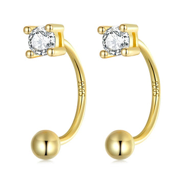 Cercei din argint Golden Crystal Balls, Argint 925, Pentru Femei