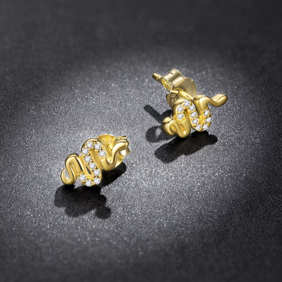 Cercei din argint Golden Crystal Snake, Argint 925, Pentru Femei