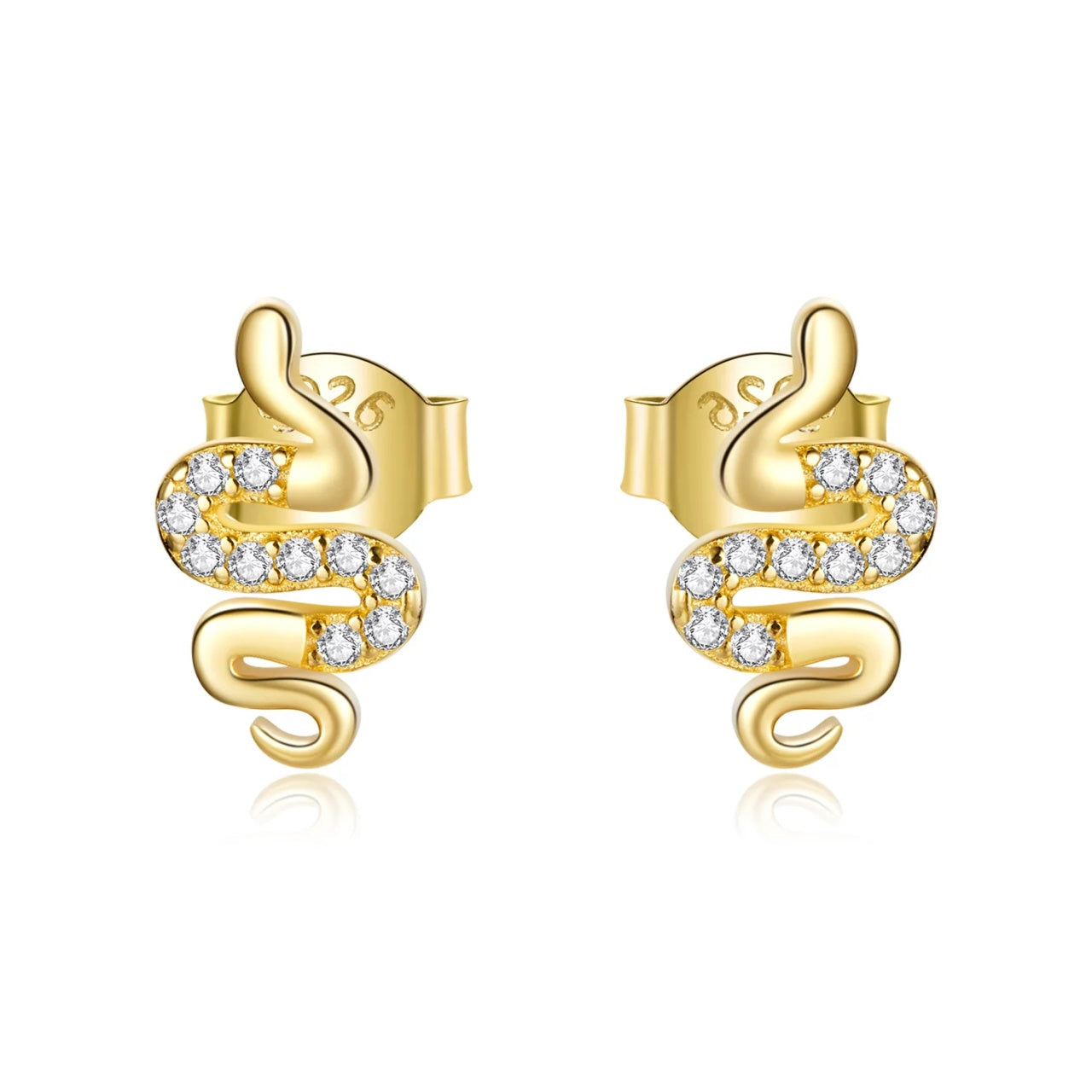Cercei din argint Golden Crystal Snake, Argint 925, Pentru Femei