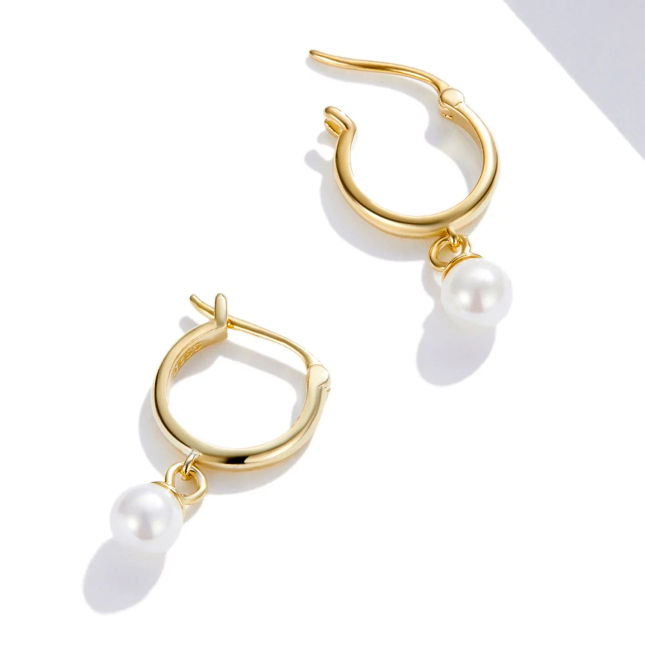 Cercei din argint Golden Drop Pearl, Argint 925, Pentru Femei 1.23g