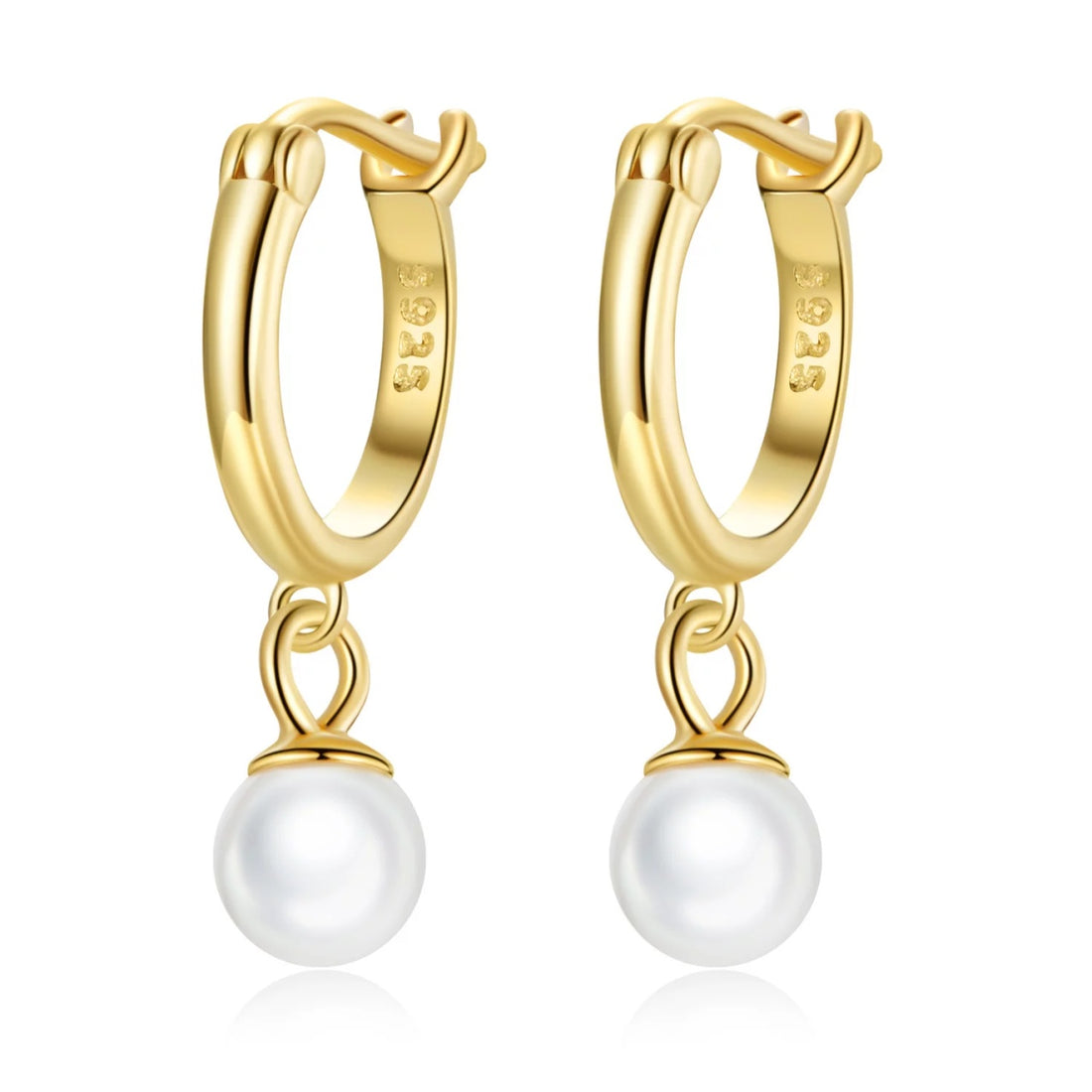 Cercei din argint Golden Drop Pearl, Argint 925, Pentru Femei 1.23g