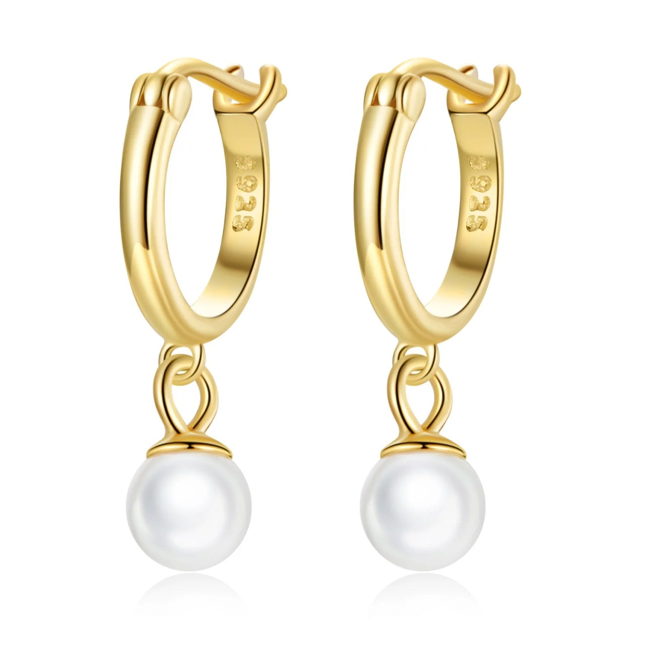 Cercei din argint Golden Drop Pearl, Argint 925, Pentru Femei 1.23g