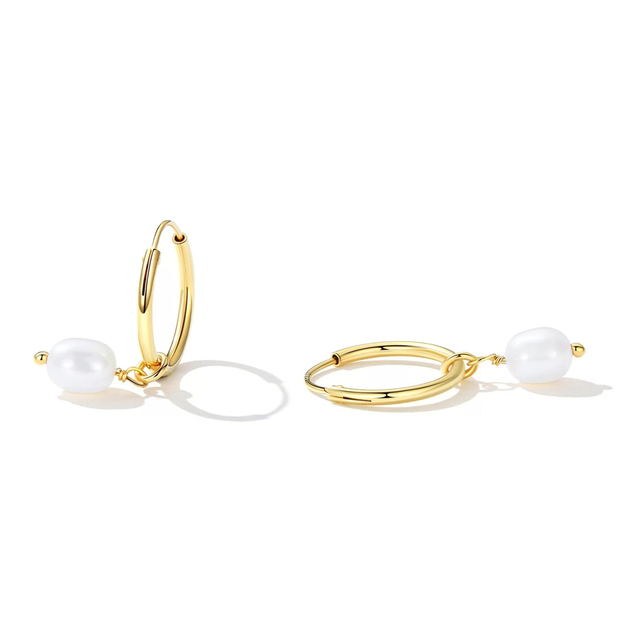 Cercei din argint Golden Drop Pearls, Argint 925, Pentru Femei