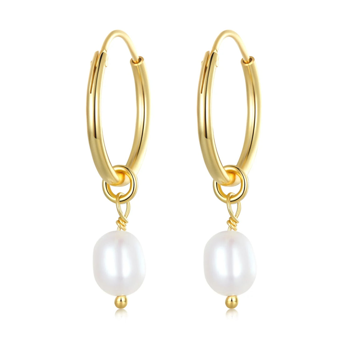 Cercei din argint Golden Drop Pearls, Argint 925, Pentru Femei