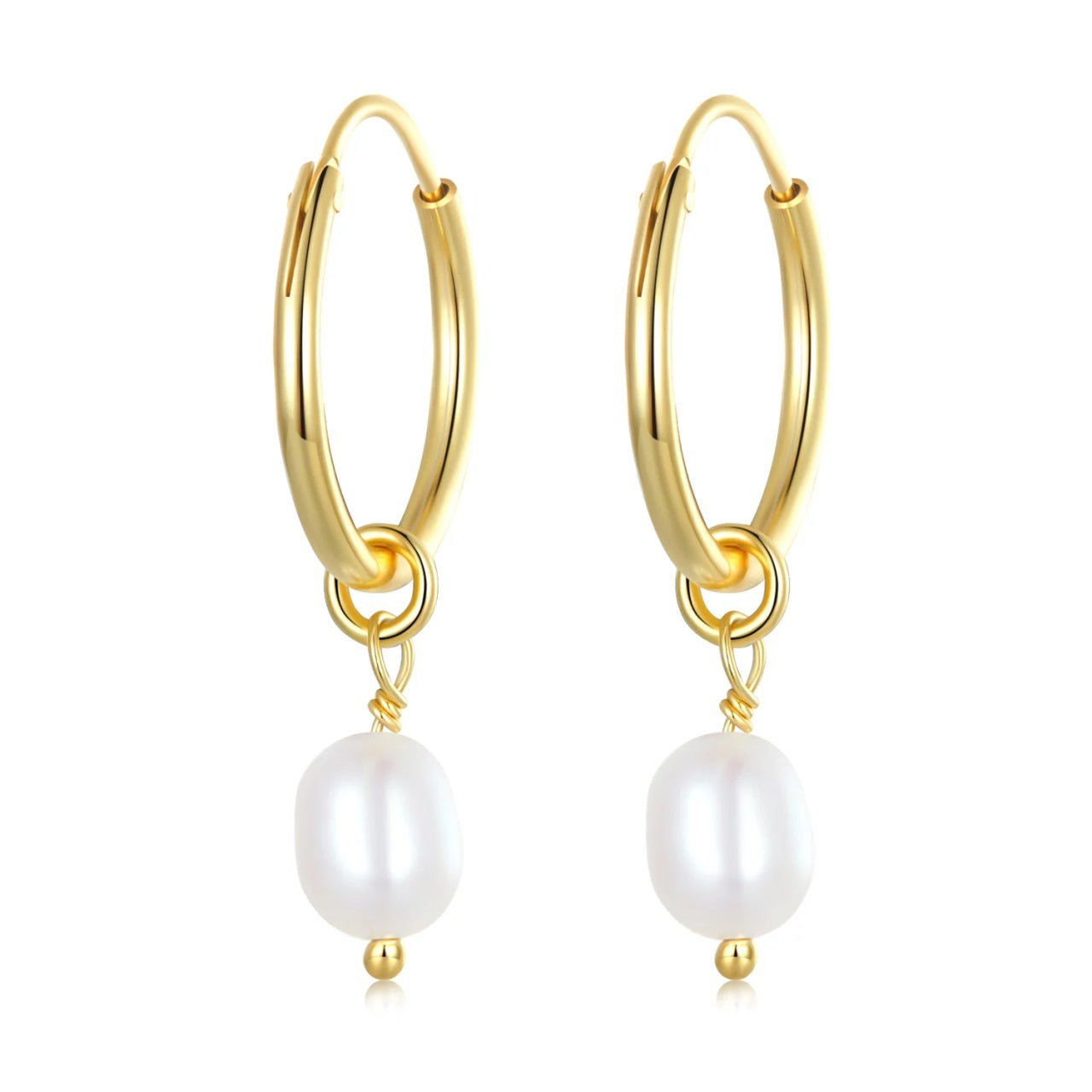 Cercei din argint Golden Drop Pearls, Argint 925, Pentru Femei