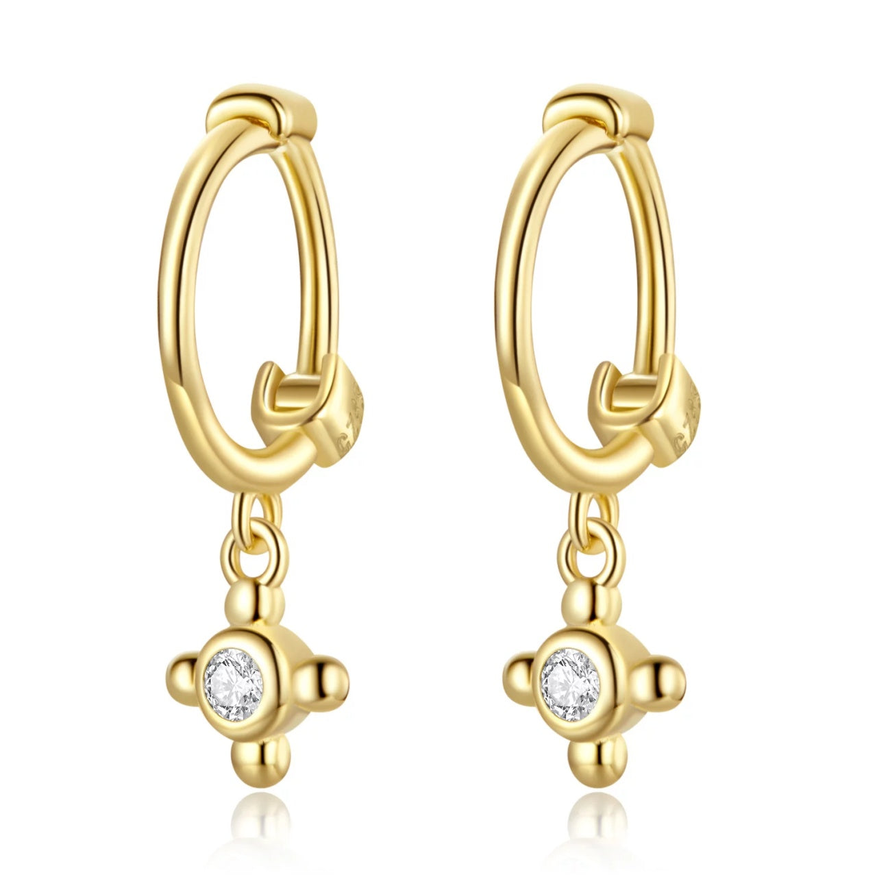 Cercei din argint Golden Drop Spark, Argint 925, Pentru Femei 0.87g