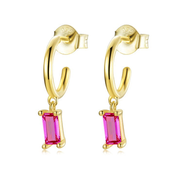 Cercei din argint Golden Dropped Rectangle Agate, Argint 925, Pentru Femei