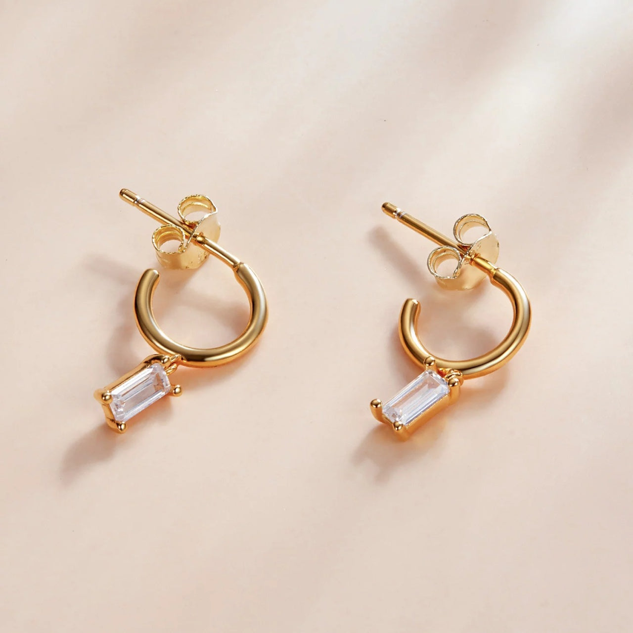 Cercei din argint Golden Dropped Rectangle Crystals, Argint 925, Pentru Femei