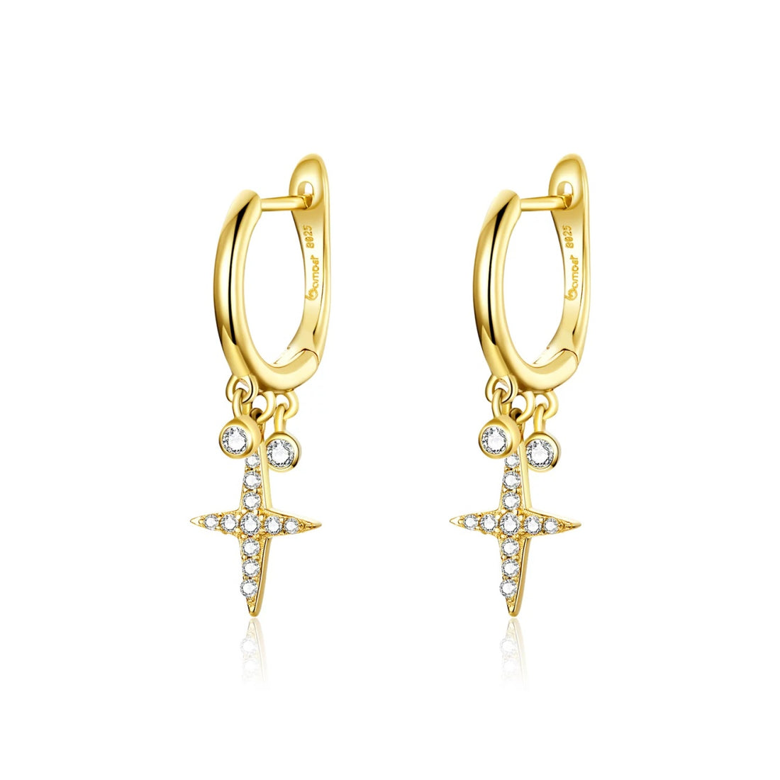 Cercei din argint Golden Dropping Cross, Argint 925, Pentru Femei