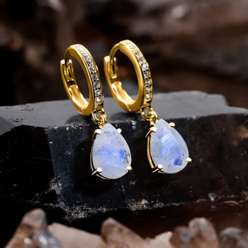 Cercei din argint Golden Elegant Moonstone Drop, Argint 925, Pentru Femei