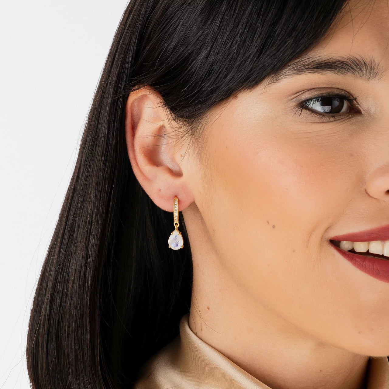 Cercei din argint Golden Elegant Moonstone Drop, Argint 925, Pentru Femei