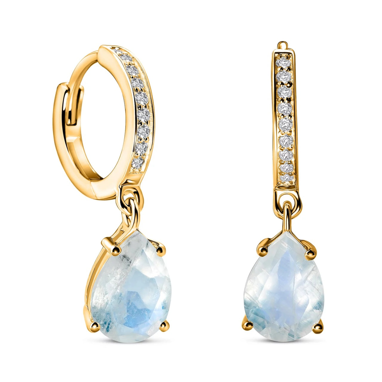 Cercei din argint Golden Elegant Moonstone Drop, Argint 925, Pentru Femei