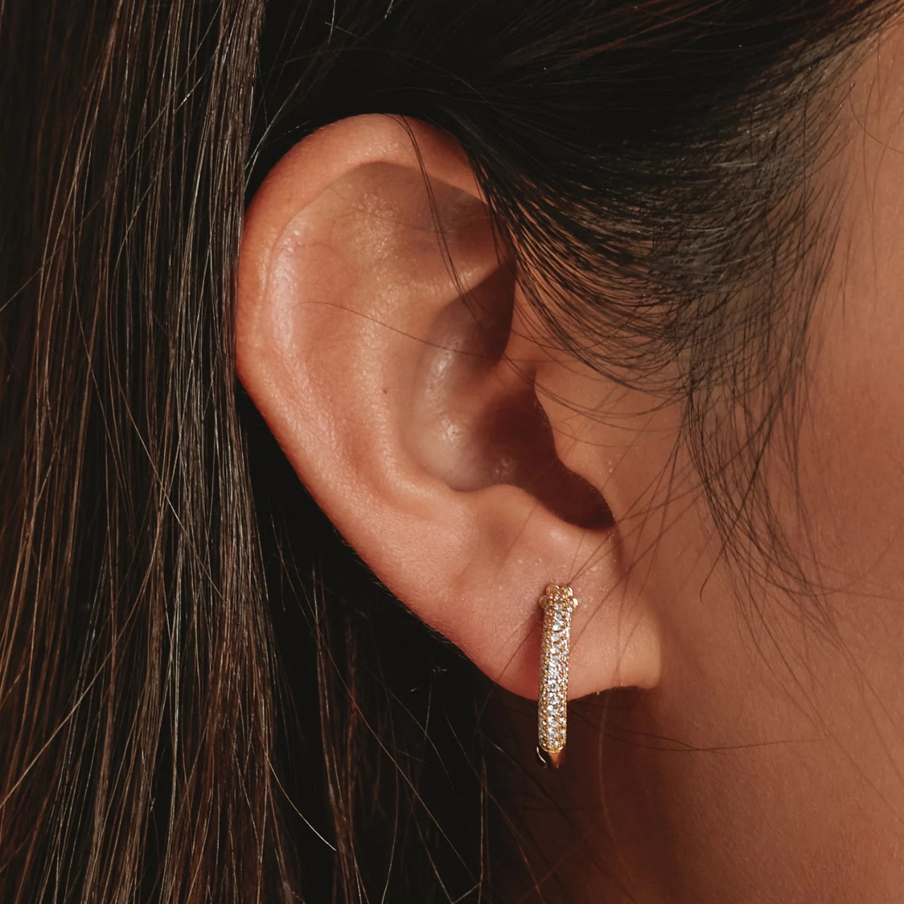 Cercei din argint Golden Glamour Hoops, Argint 925, Pentru Femei