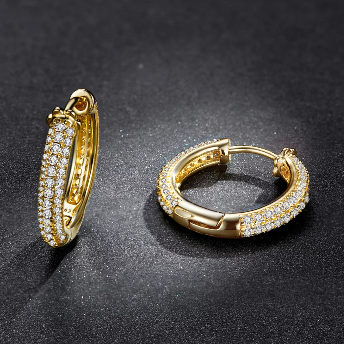 Cercei din argint Golden Glamour Hoops, Argint 925, Pentru Femei