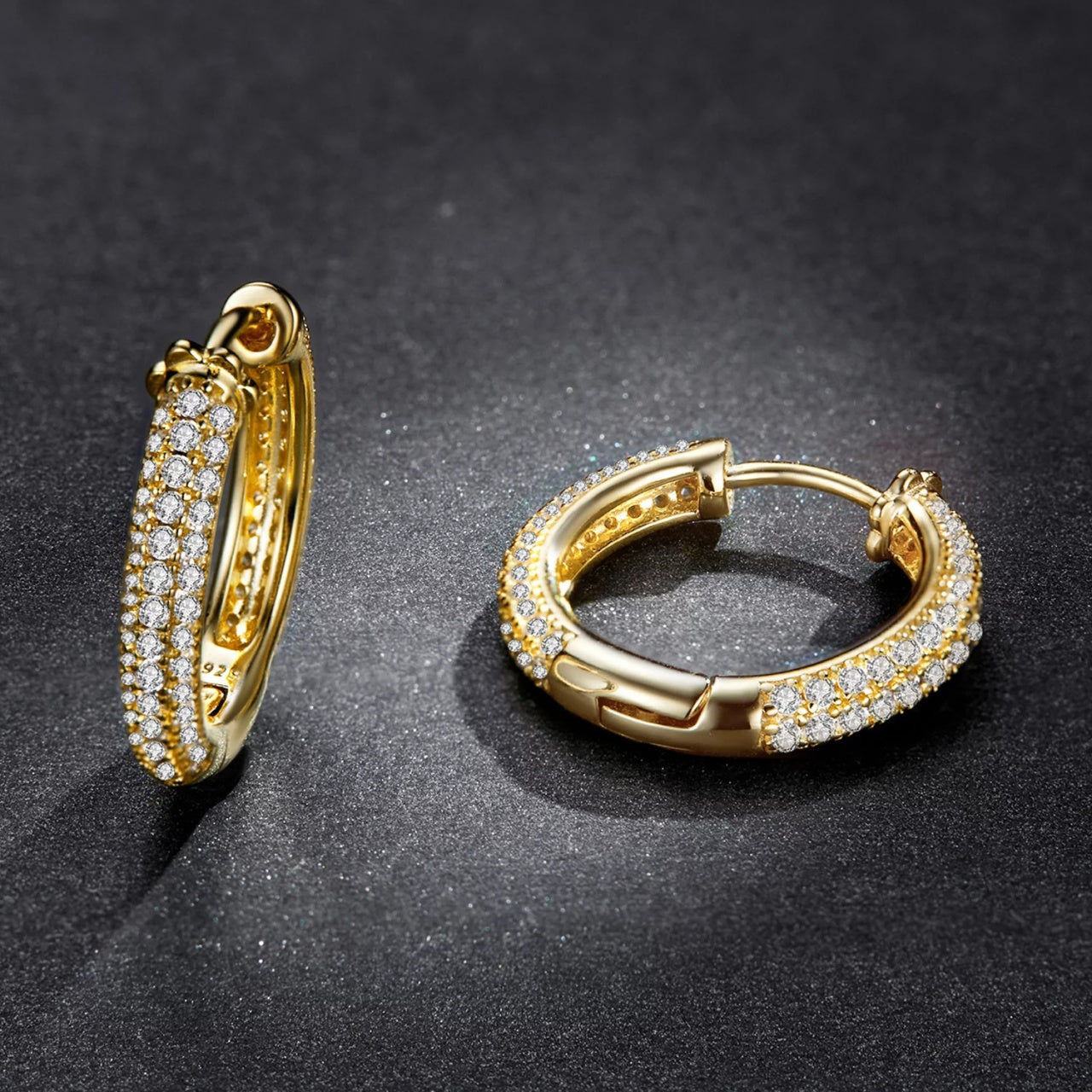 Cercei din argint Golden Glamour Hoops, Argint 925, Pentru Femei
