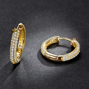 Cercei din argint Golden Glamour Hoops, Argint 925, Pentru Femei