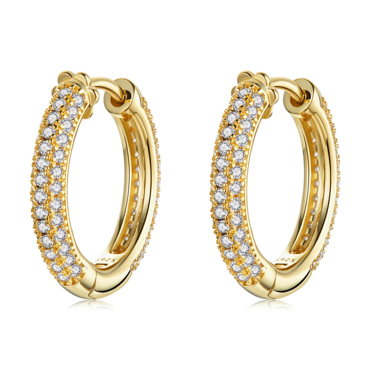 Cercei din argint Golden Glamour Hoops, Argint 925, Pentru Femei
