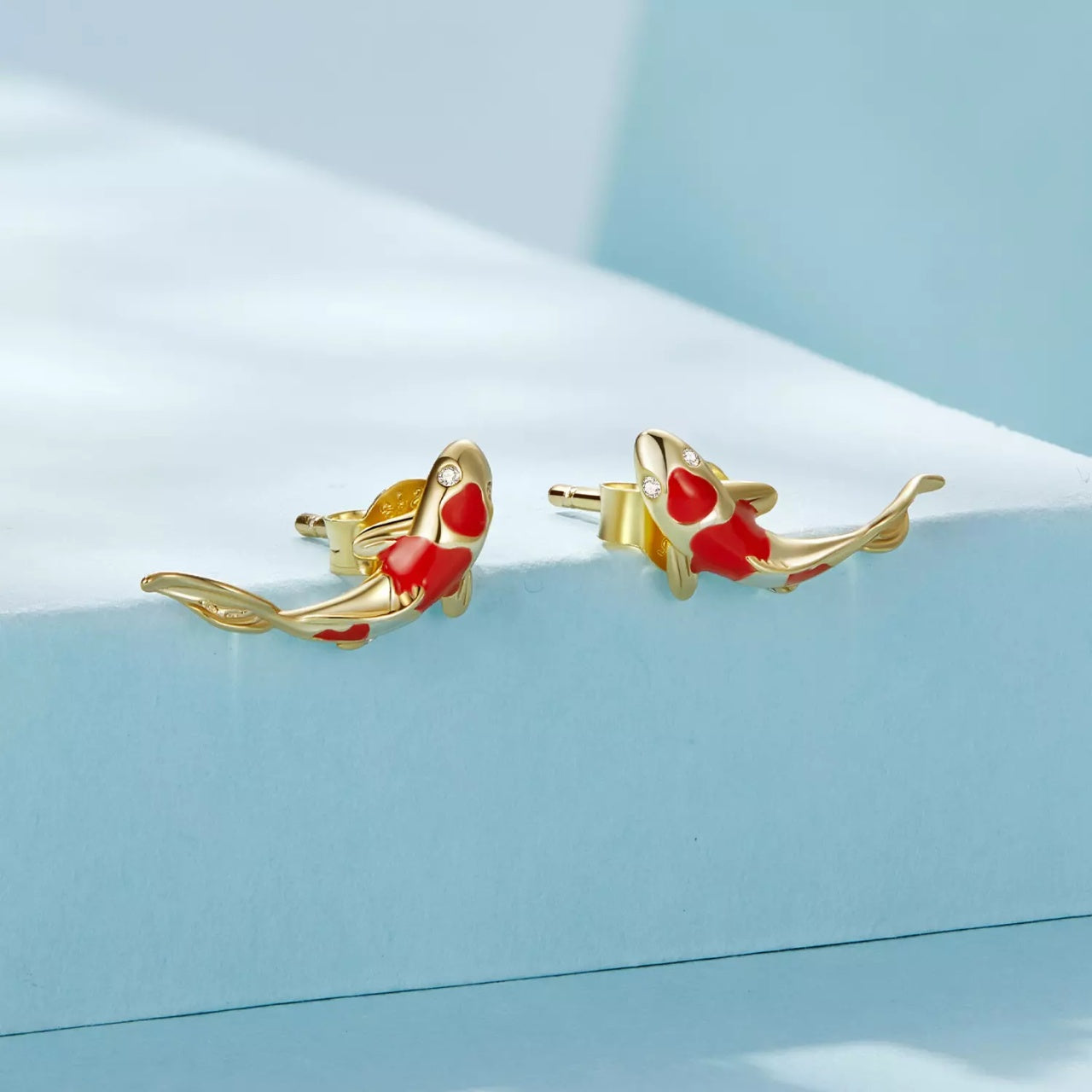 Cercei din argint Golden Koi Fish, Argint 925, Pentru Femei