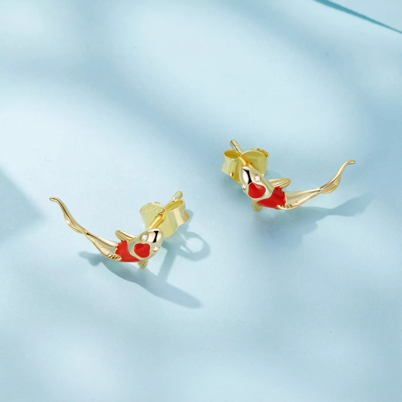 Cercei din argint Golden Koi Fish, Argint 925, Pentru Femei