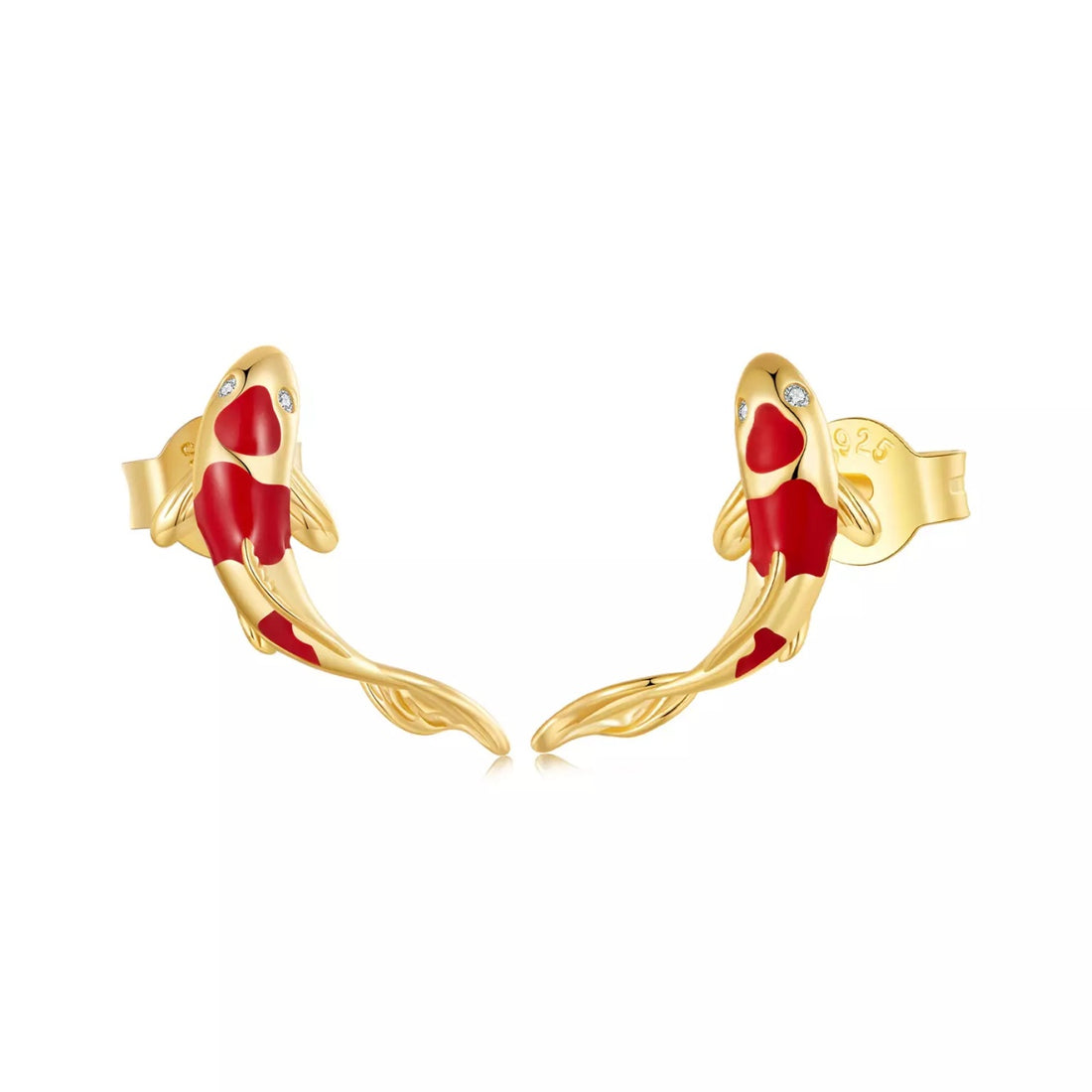 Cercei din argint Golden Koi Fish, Argint 925, Pentru Femei