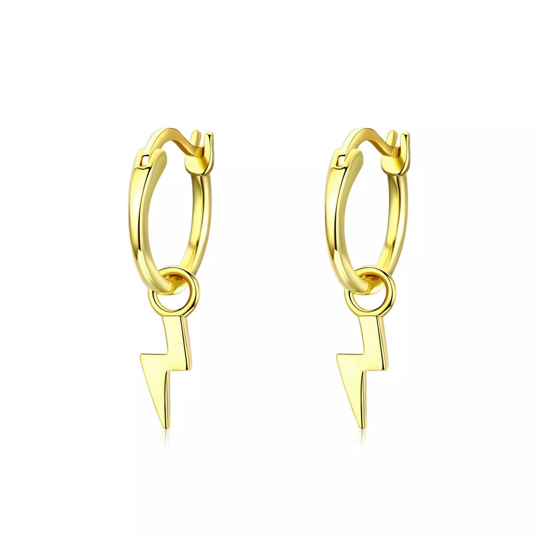 Cercei din argint Golden Lightning Hoops, Argint 925, Pentru Femei 2.17g