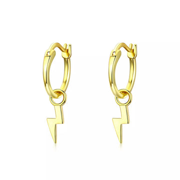 Cercei din argint Golden Lightning Hoops, Argint 925, Pentru Femei 2.17g