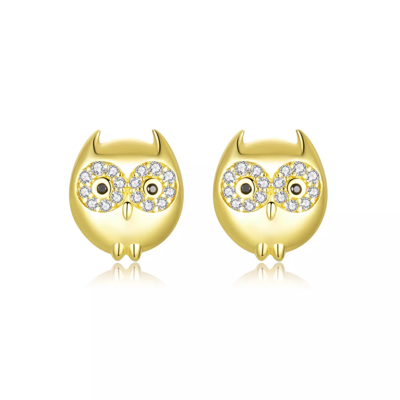 Cercei din argint Golden Little Owl, Argint 925, Pentru Femei 2.32g