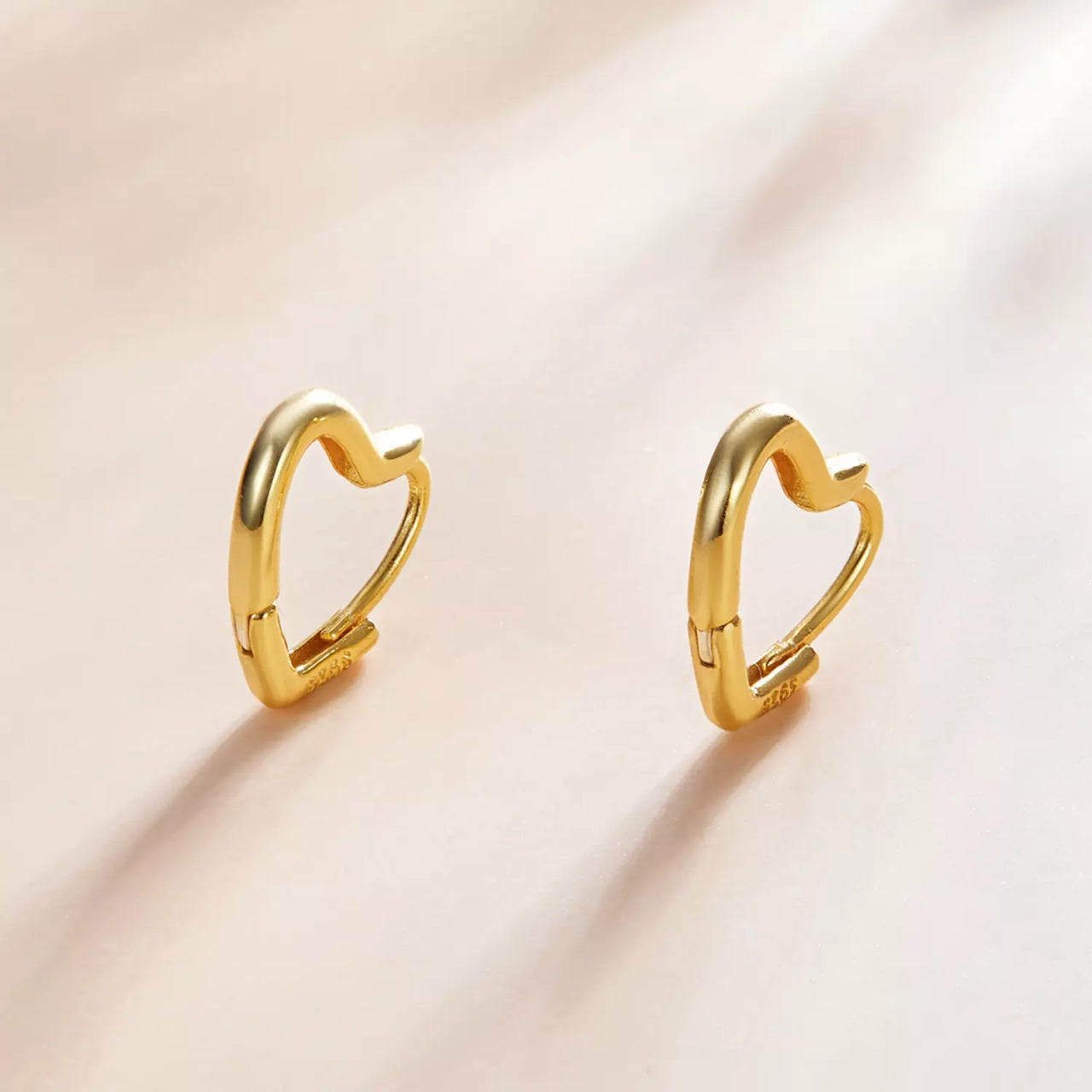 Cercei din argint Golden Lovely Little Hearts, Argint 925, Pentru Femei