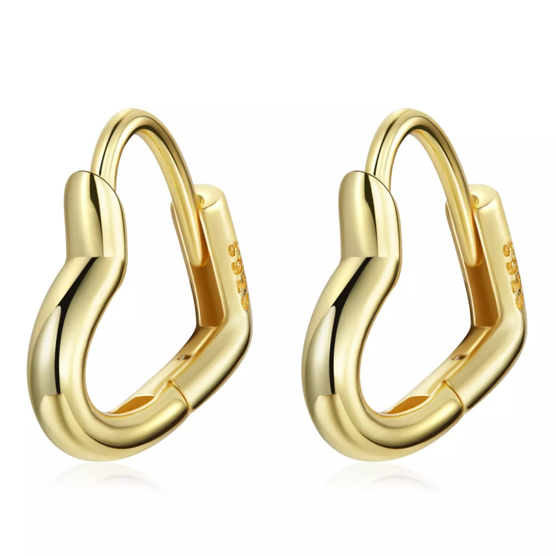 Cercei din argint Golden Lovely Little Hearts, Argint 925, Pentru Femei