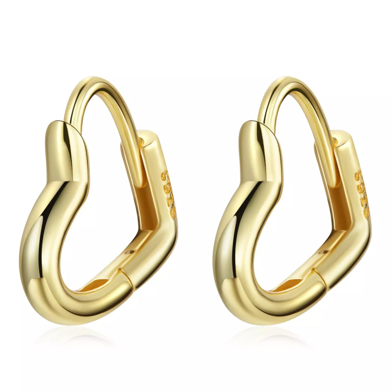 Cercei din argint Golden Lovely Little Hearts, Argint 925, Pentru Femei