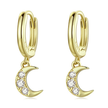 Cercei din argint Golden Moon, Argint 925, Pentru Femei