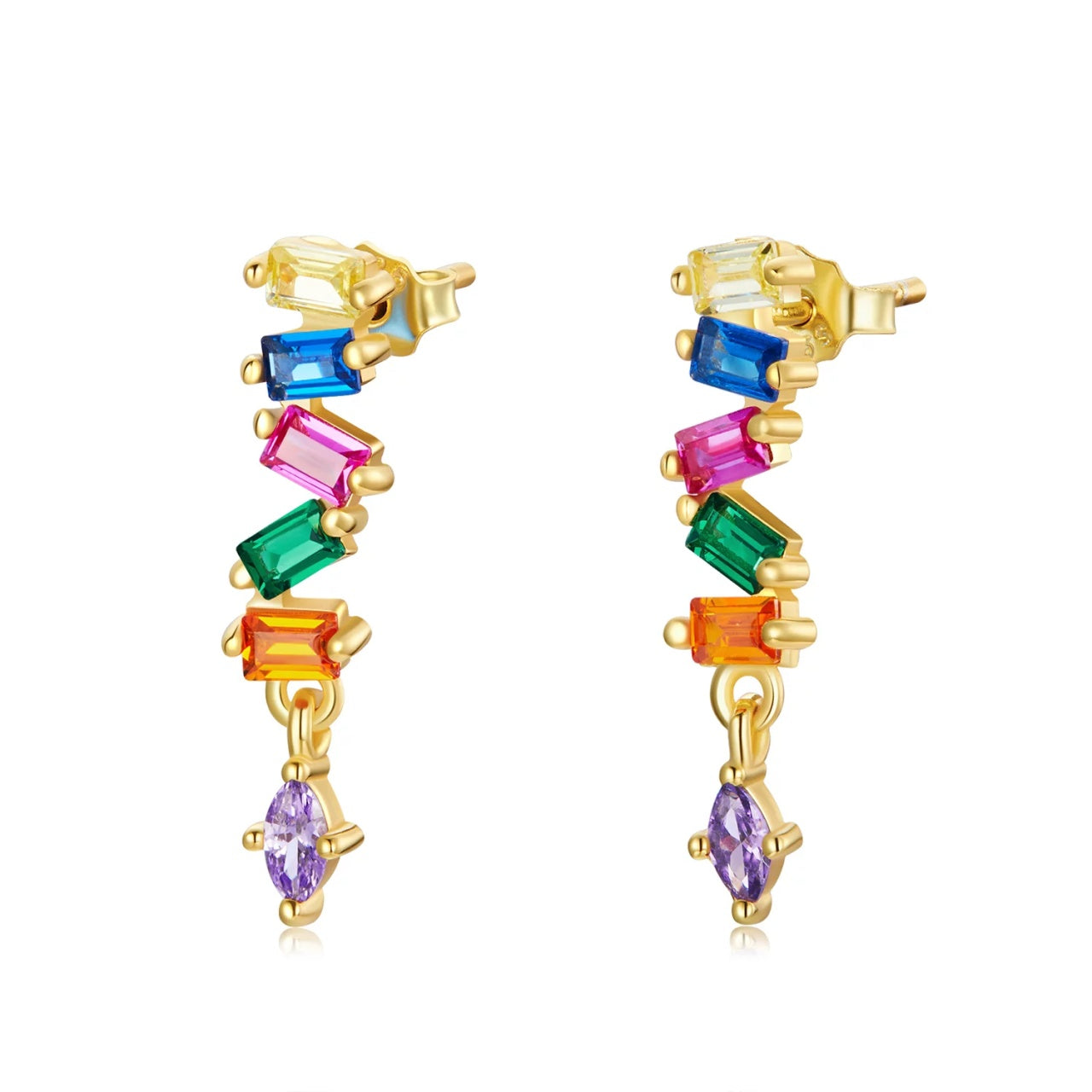 Cercei din argint Golden Multicolored Crystals, Argint 925, Pentru Femei