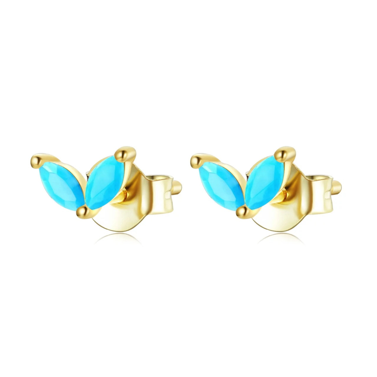 Cercei din argint Golden Oval Turquoise, Argint 925, Pentru Femei