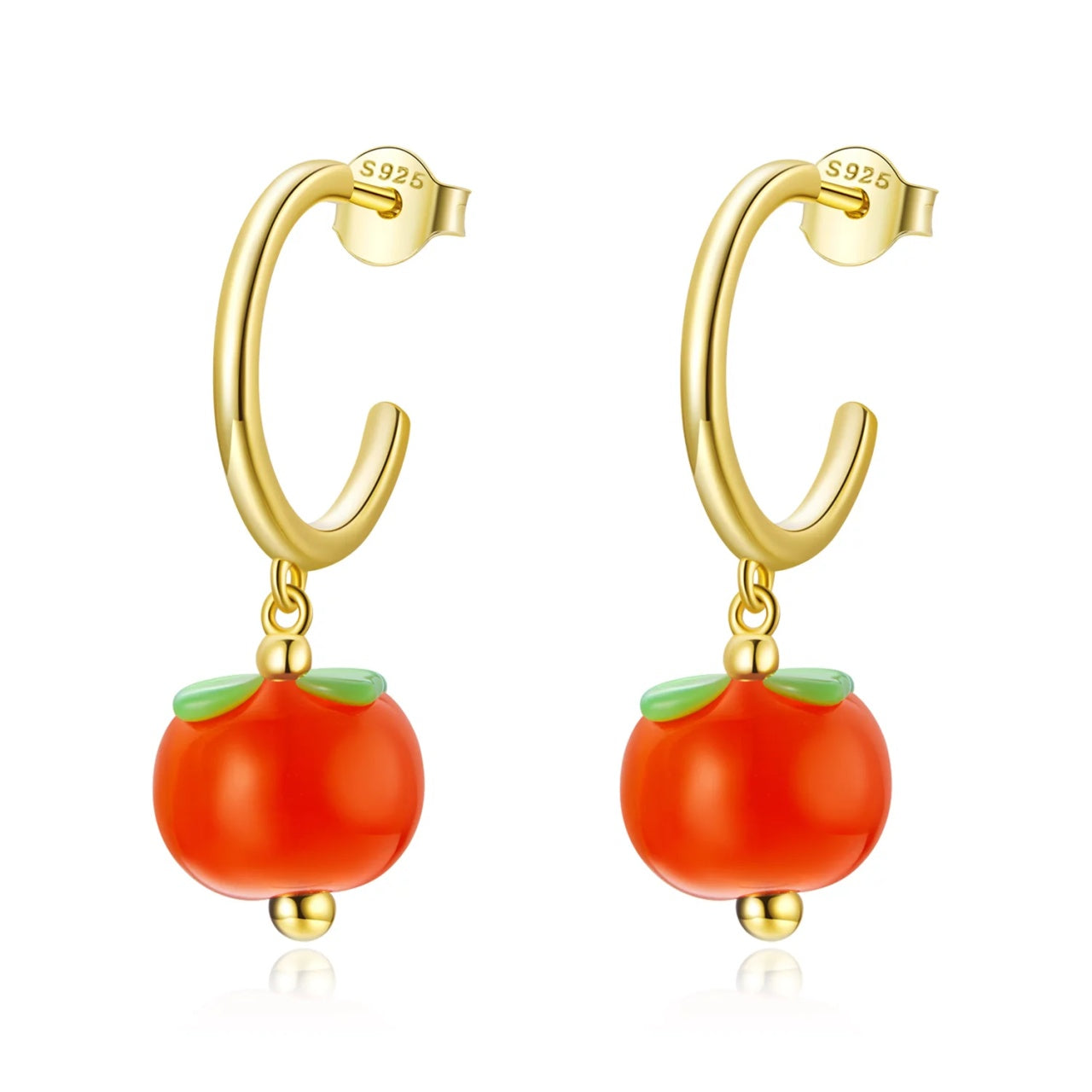 Cercei din argint Golden Red Grapes, Argint 925, Pentru Femei