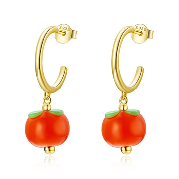 Cercei din argint Golden Red Grapes, Argint 925, Pentru Femei