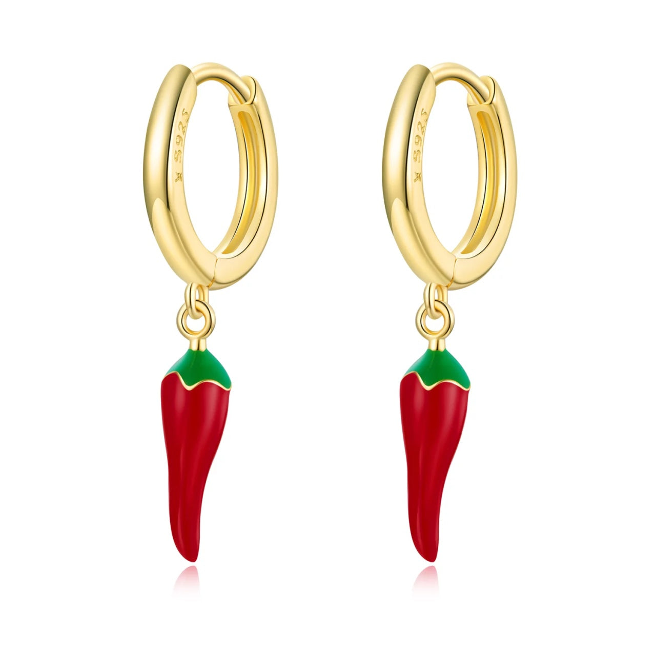 Cercei din argint Golden Red Peppers, Argint 925, Pentru Femei 2.54g