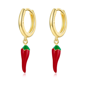 Cercei din argint Golden Red Peppers, Argint 925, Pentru Femei 2.54g