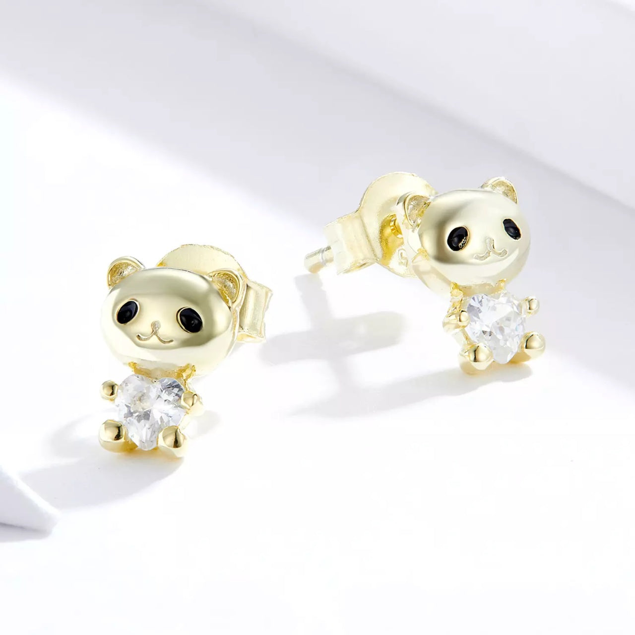 Cercei din argint Golden Tiny Bears, Argint 925, Pentru Femei