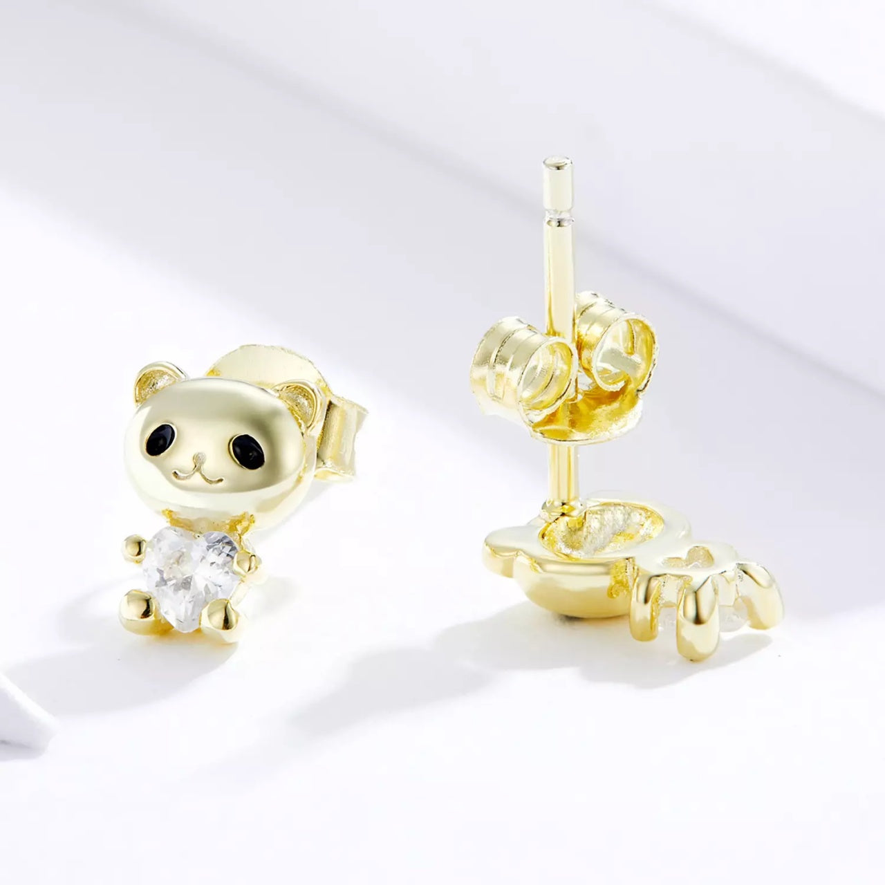 Cercei din argint Golden Tiny Bears, Argint 925, Pentru Femei
