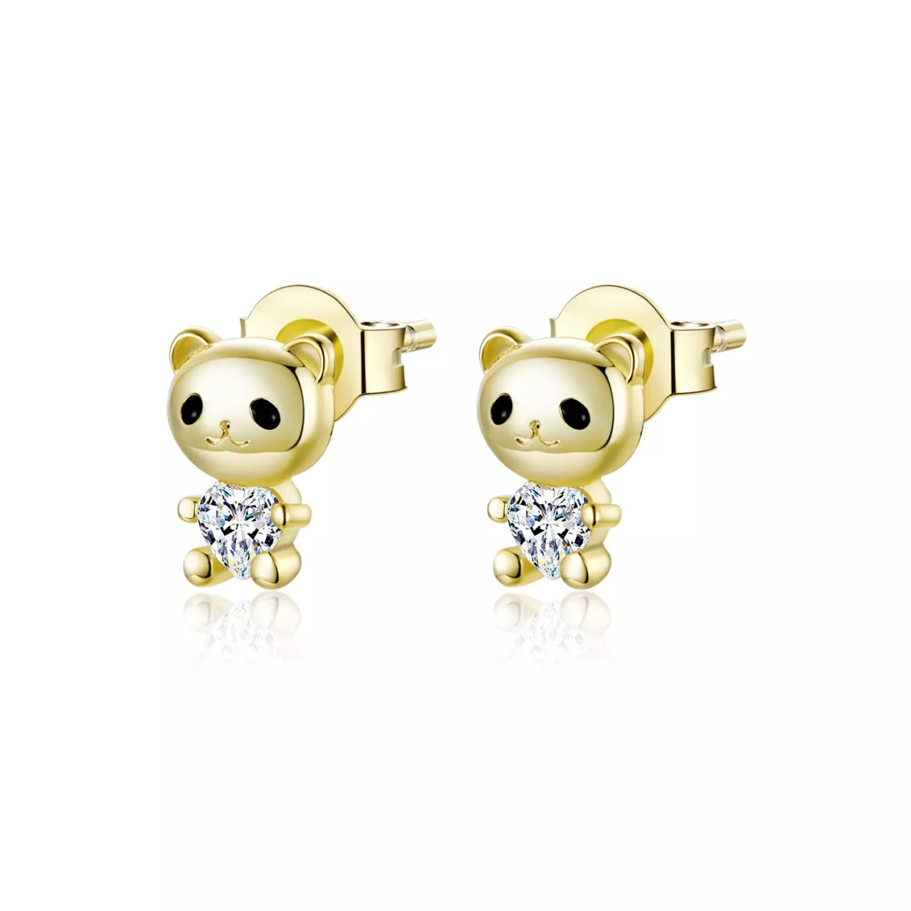 Cercei din argint Golden Tiny Bears, Argint 925, Pentru Femei