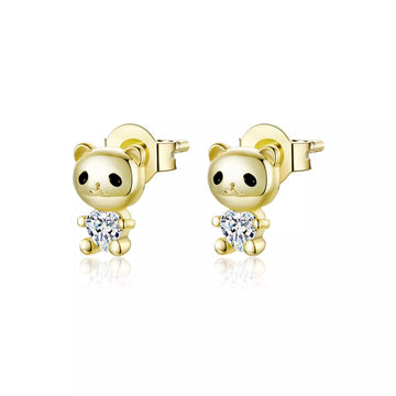 Cercei din argint Golden Tiny Bears, Argint 925, Pentru Femei