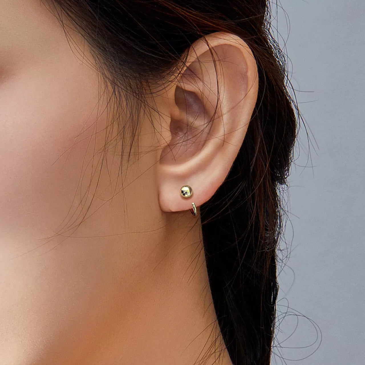 Cercei din argint Golden Tiny Hoops, Argint 925, Pentru Femei