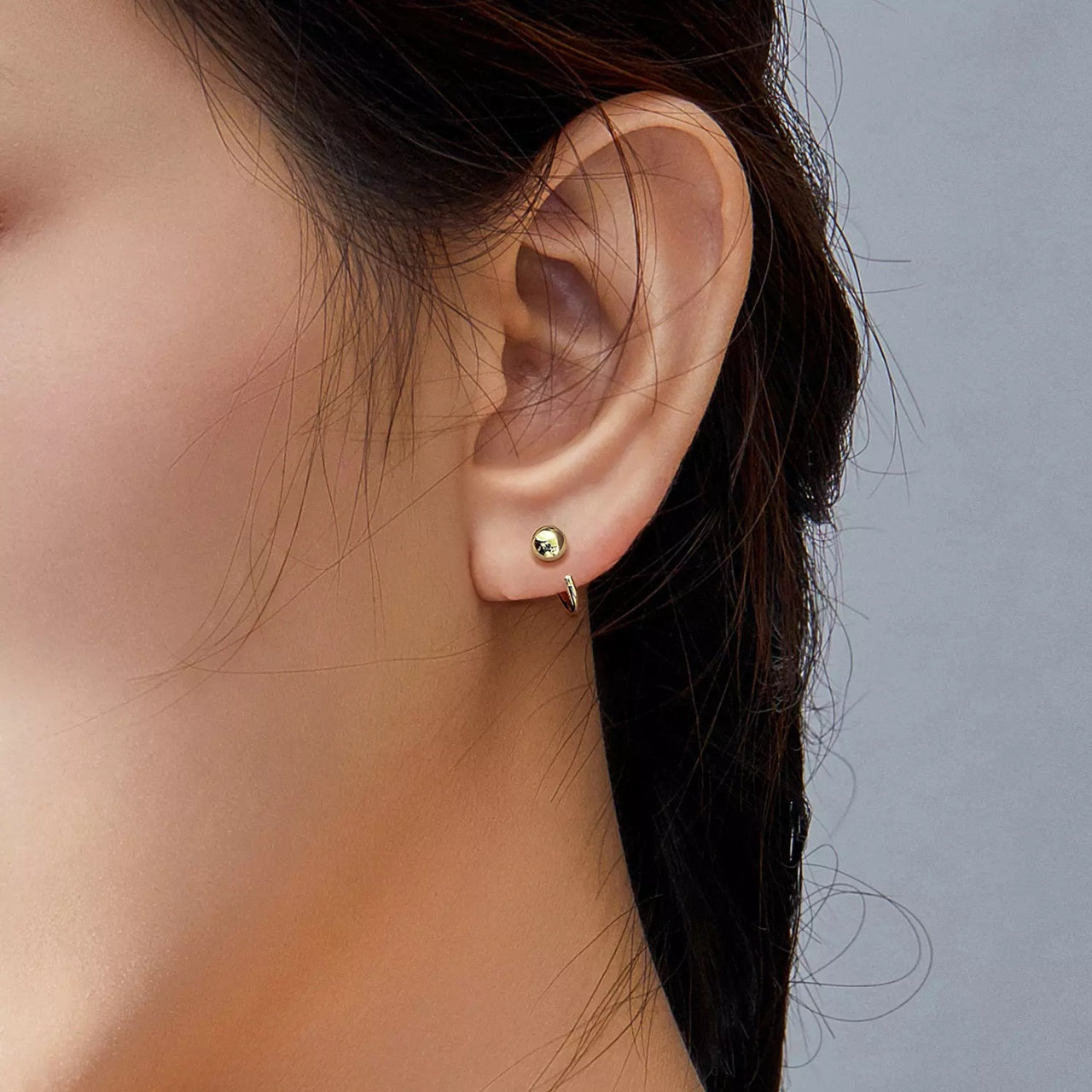 Cercei din argint Golden Tiny Hoops, Argint 925, Pentru Femei