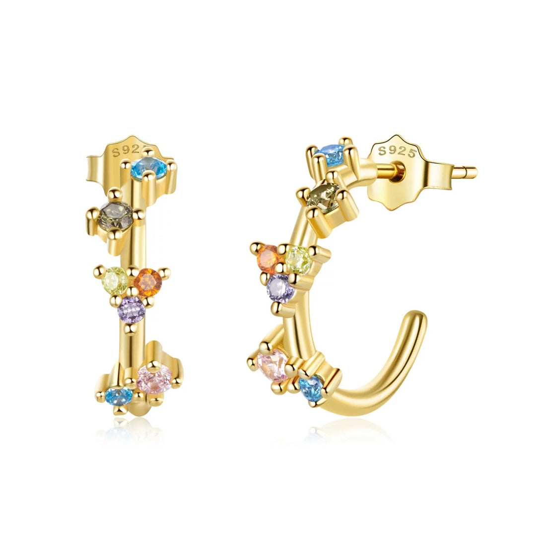 Cercei din argint Golden Triangle Rainbow, Argint 925, Pentru Femei