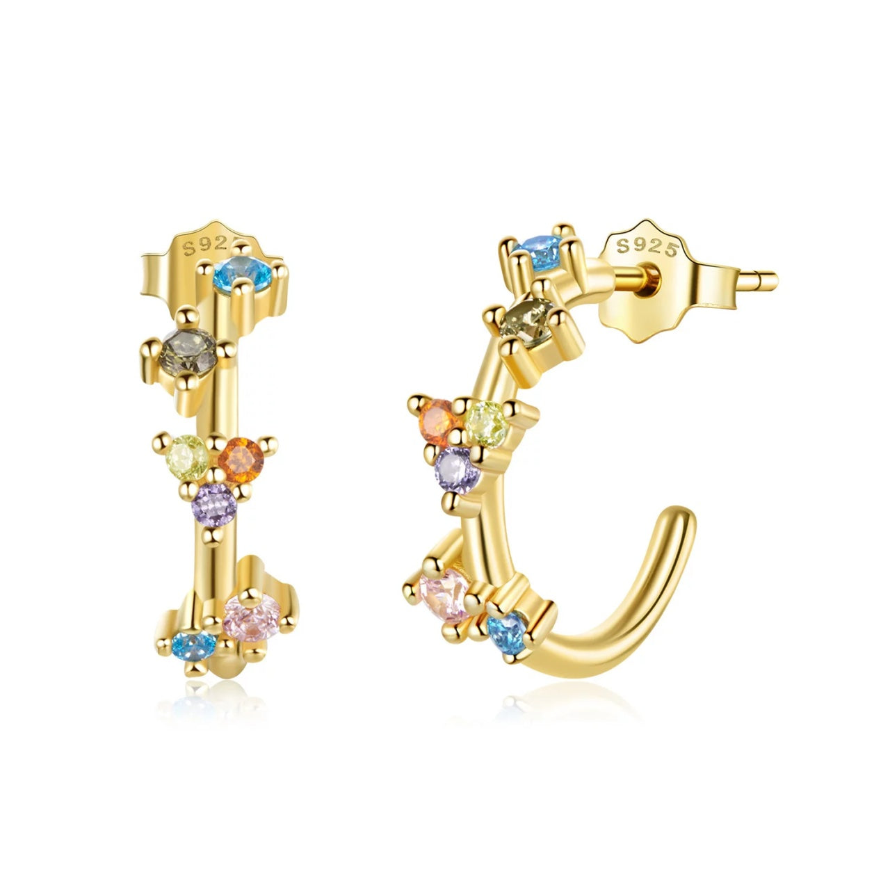 Cercei din argint Golden Triangle Rainbow, Argint 925, Pentru Femei