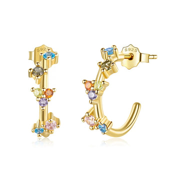Cercei din argint Golden Triangle Rainbow, Argint 925, Pentru Femei
