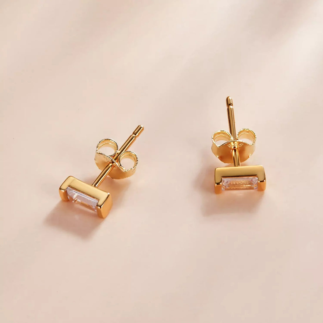Cercei din argint Golden White Rectangle, Argint 925, Pentru Femei
