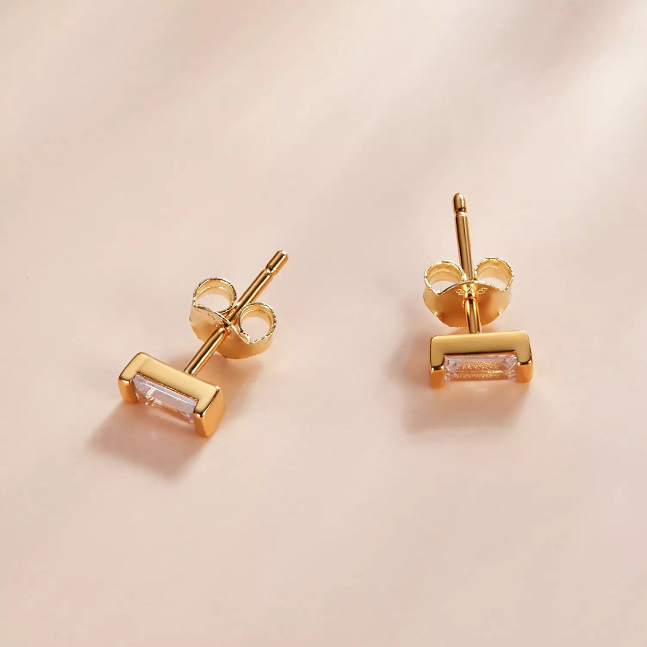 Cercei din argint Golden White Rectangle, Argint 925, Pentru Femei