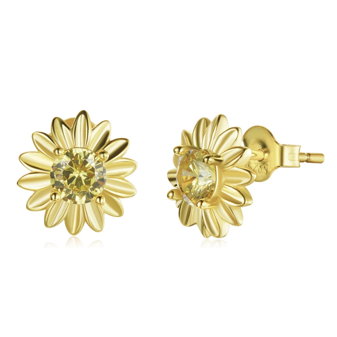 Cercei din argint Golden Yellow Flowers, Argint 925, Pentru Femei
